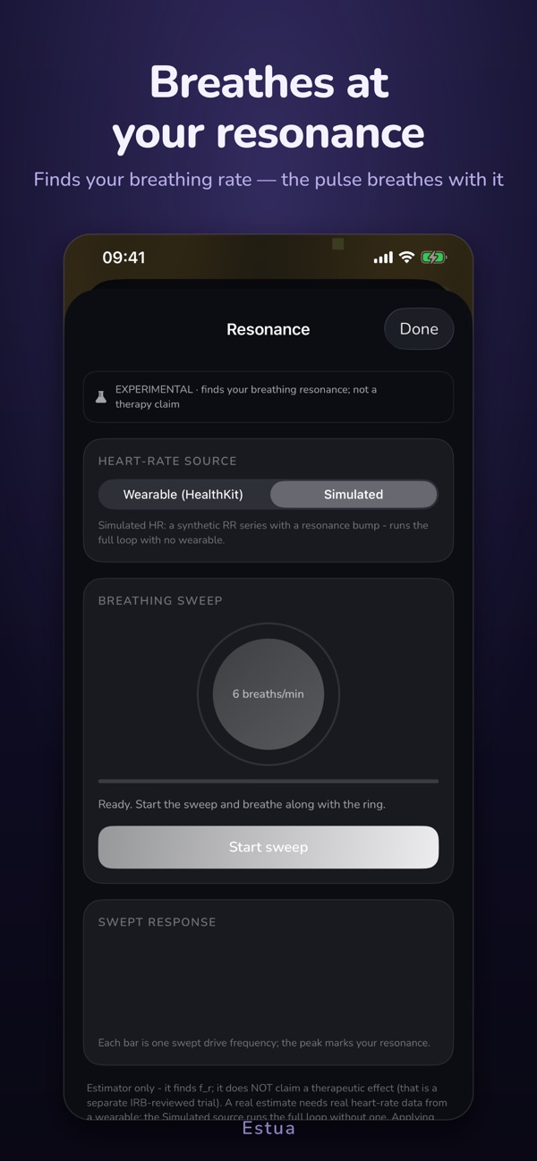 Breathes at your resonance — estua screenshot