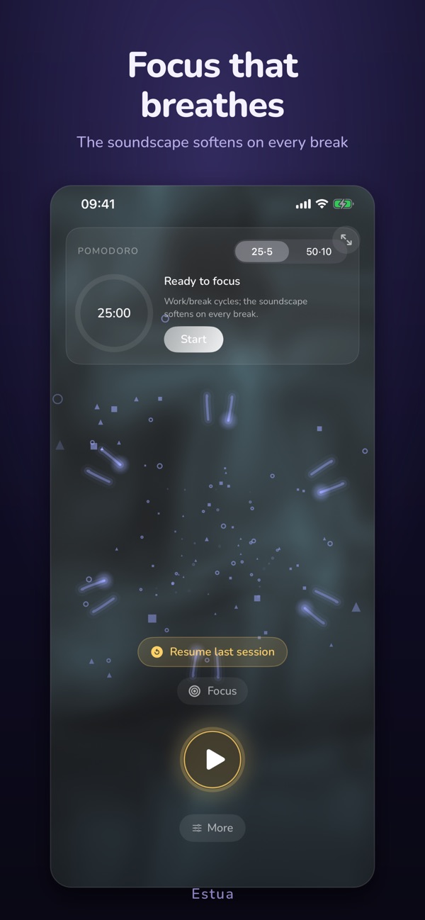 Focus that breathes — estua screenshot
