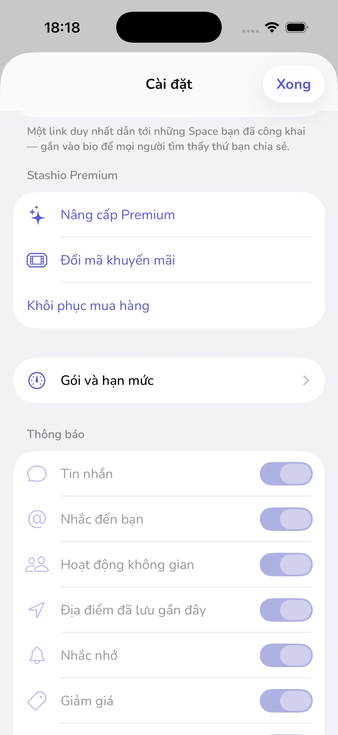 Chọn loại thông báo