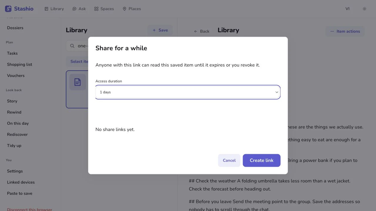 Set a sharing expiry