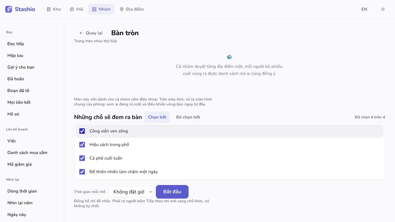 Bỏ phiếu chọn chỗ đi